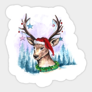 Deer Christmas Hand Drawn Sticker